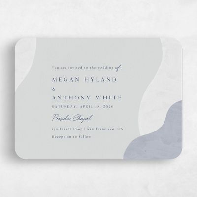 Blue Rounded Wedding Invitation - Madrid Landscape