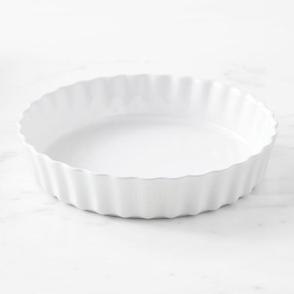 Emile Henry French Ceramic 11 1/5" Round Tart, Solid White