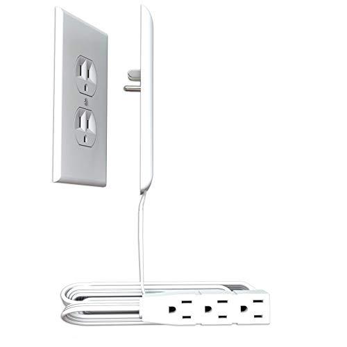 Sleek Socket Ultra-Thin Electrical Outlet Cover | Hides Ugly & Unsafe Plugs & Cords | 3 ft. Standard Size Outlet Cover with 3 Outlet Power Strip | UL/CSA Safety Certified