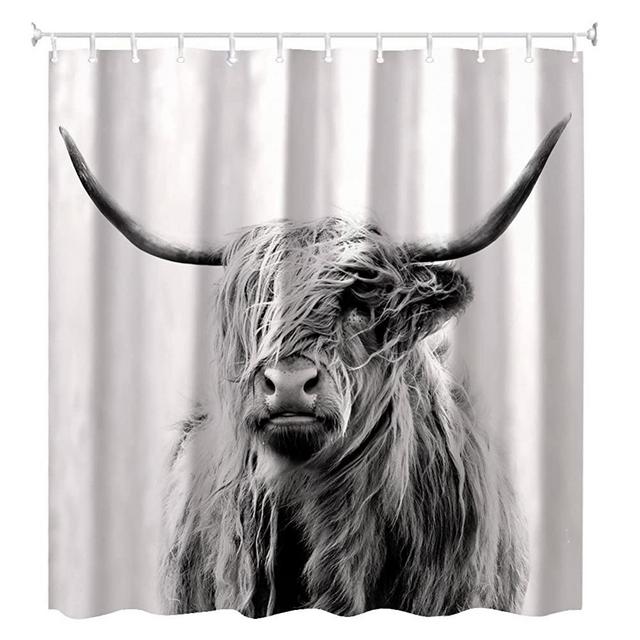 ZBLX Shower Curtain,Portrait of a Highland Cow 60 x 72inch