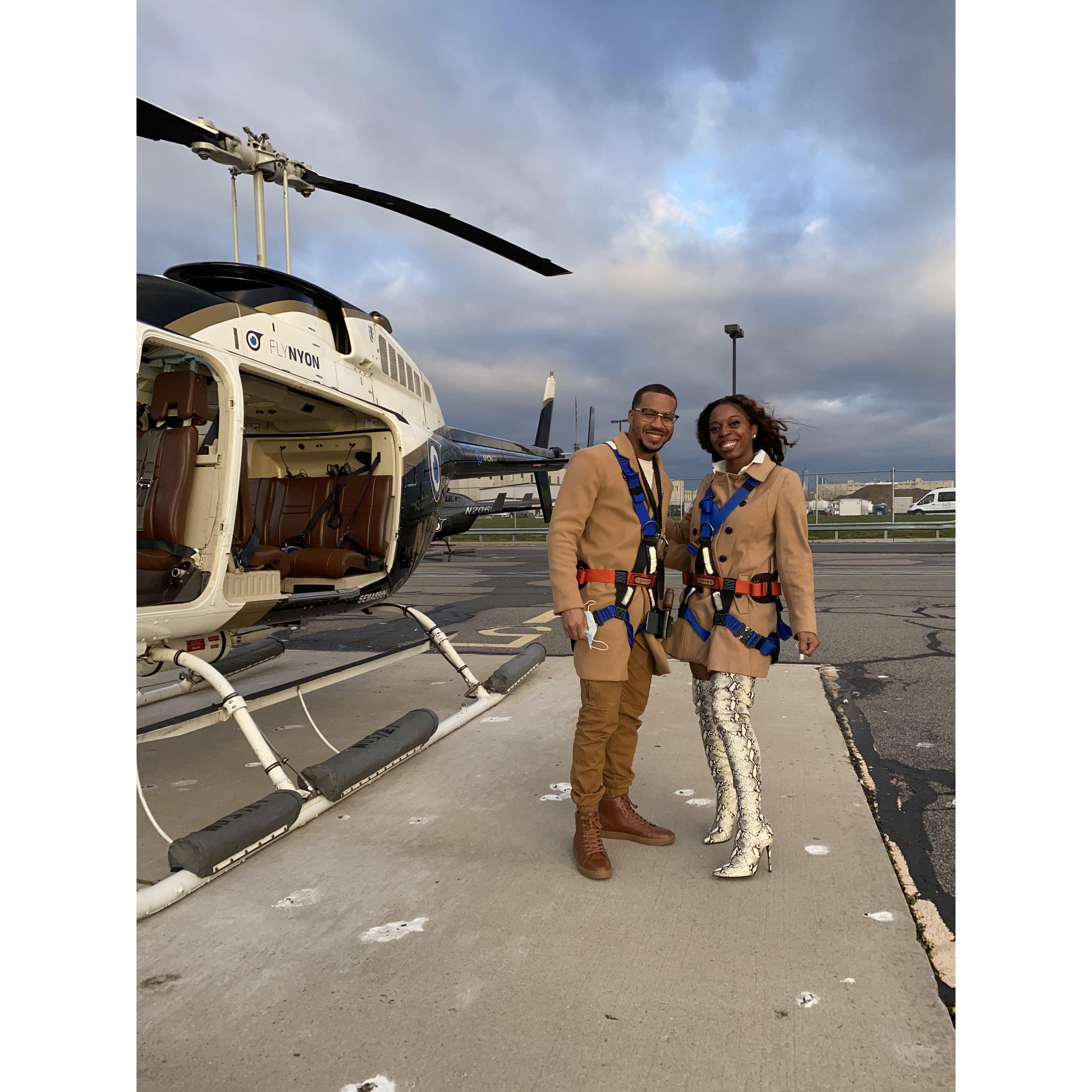 Our first "flight" together. Shana took Will on a spontaneous helicopter ride in 40 degree weather with the doors off! 2020