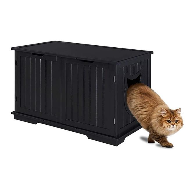 Sweet Barks Designer Cat Washroom Storage Bench Cat Litter Box Enclosure Furniture Box House with Table