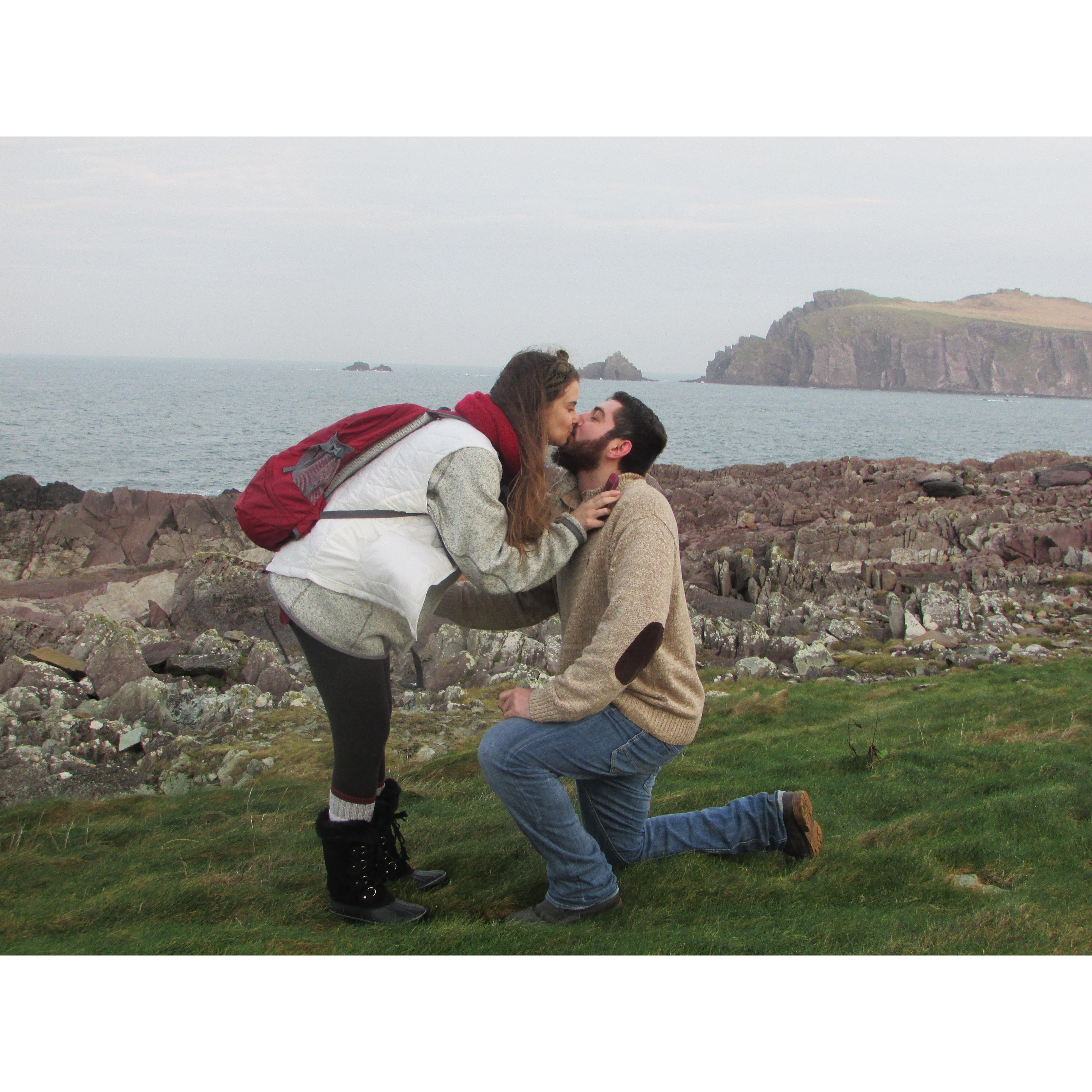 We got engaged after an early morning hike in Ireland. Star Wars: The Last Jedi was filmed right behind us!