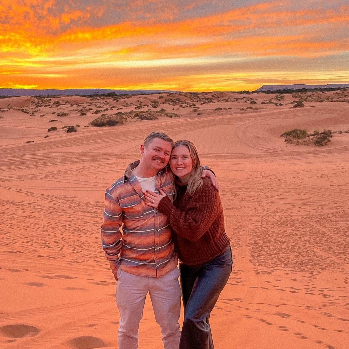 Engaged! Rob proposed on 10/13/2023 in Utah's Pink Coral Sand Dunes.