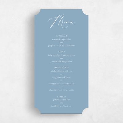 Blue Ticket Wedding Menu - Marlow