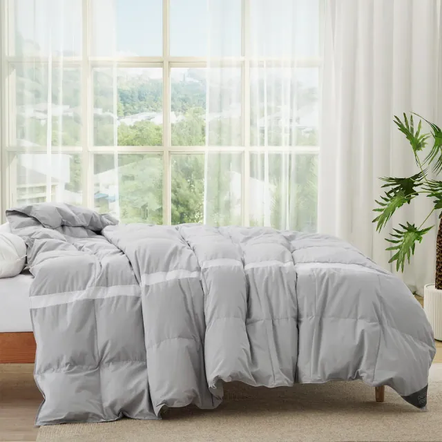 Puredown 600 FP Cooling Lightweight Breathable White Down Comforter for Hot Sleeper, Mesh Design Oversized Summer Blanket, Gray, King