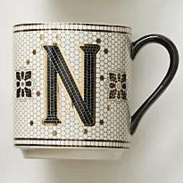 The Bistro Tile Stoneware Mug: Monogram Edition