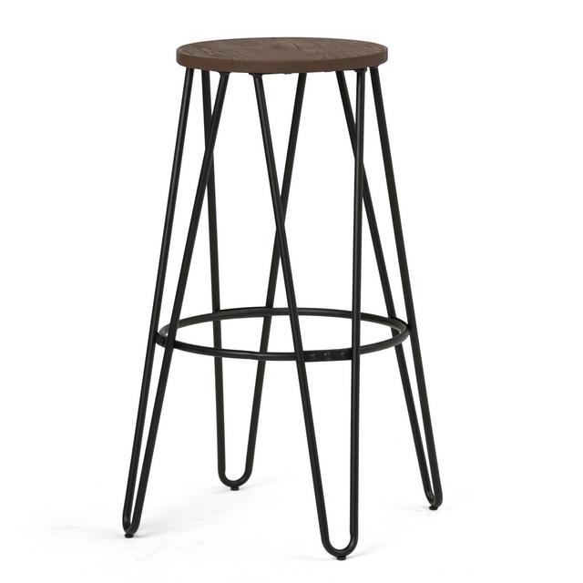 30" Kendall Metal Barstool with Wood Black/Cocoa Brown - Wyndenhall