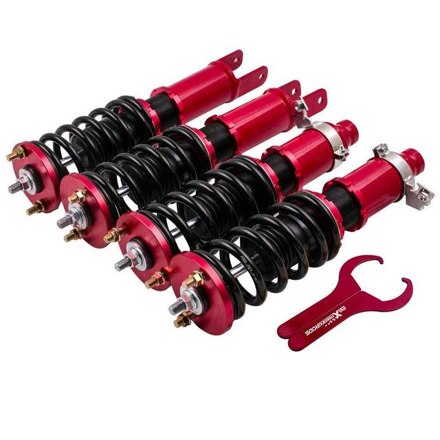 maXpeedingrods Coilovers for Honda Civic 1989-2000 CRX 1989-1991 Delsol 1993-1997 for Acura Integra 1994-2001, Adjustable Height Shock Absorber, Coilovers Suspension Kit Complete Assemblies Red