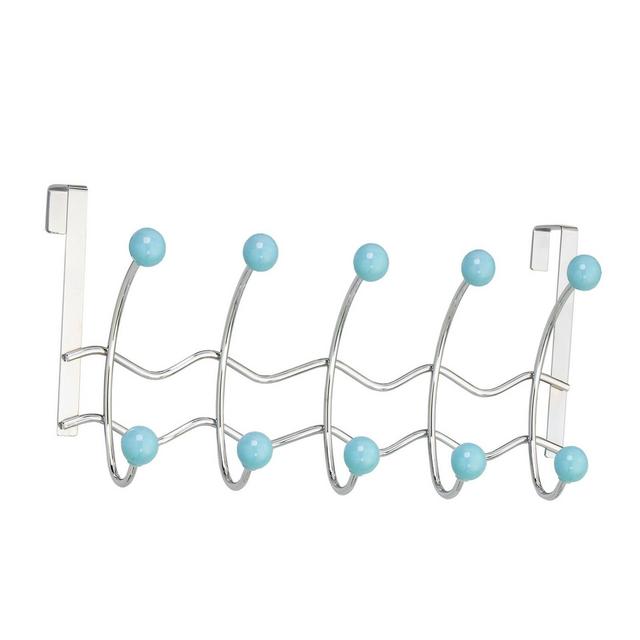 Five Hook Over The Door Porcelain Ball Chrome Teal - Elegant Home Fashions