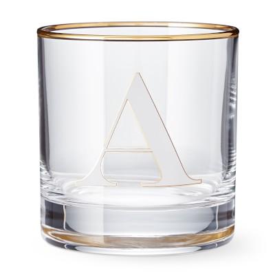 A & J Monogram Double Old-Fashioned Glasses