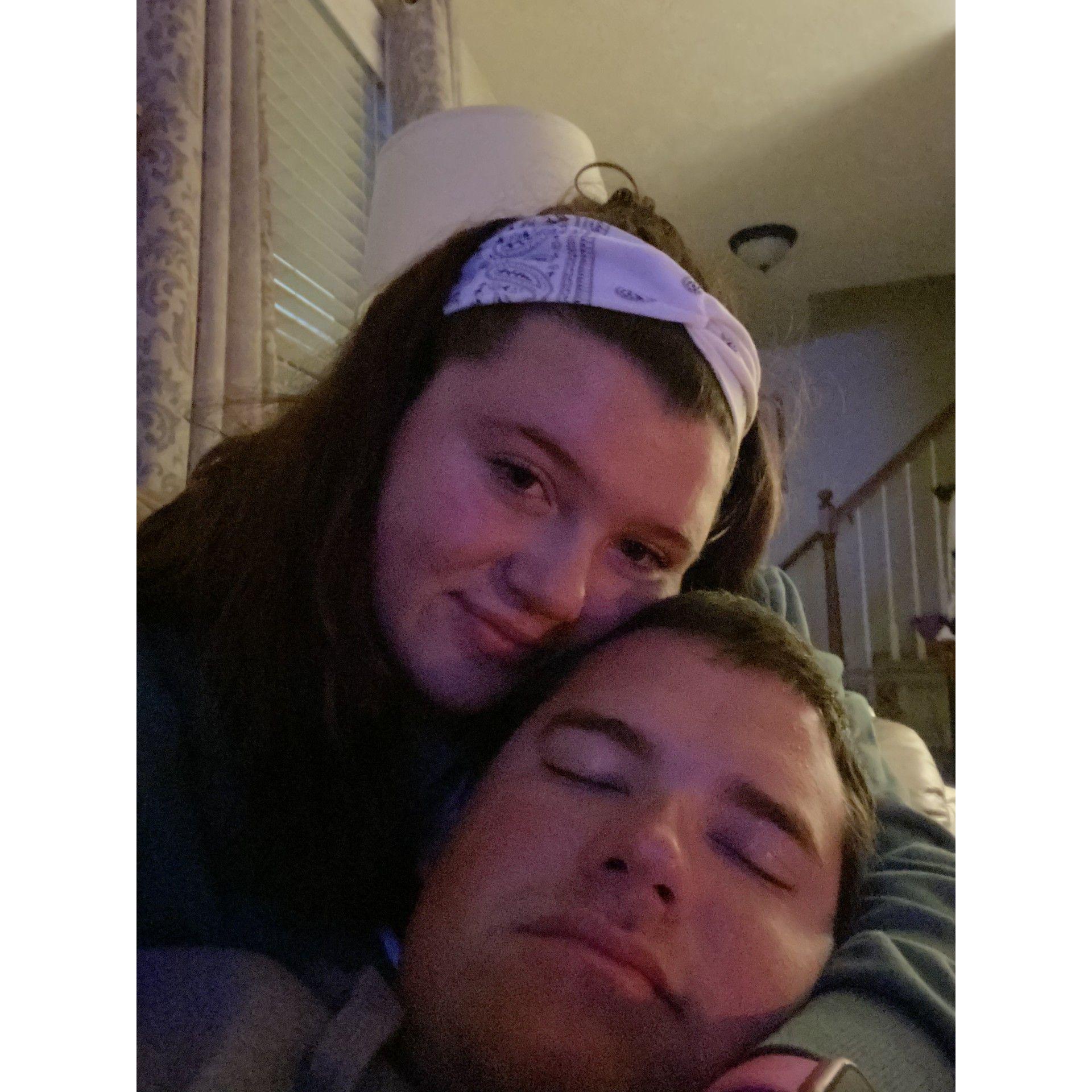 Late night snuggles before he headed underway for weeks