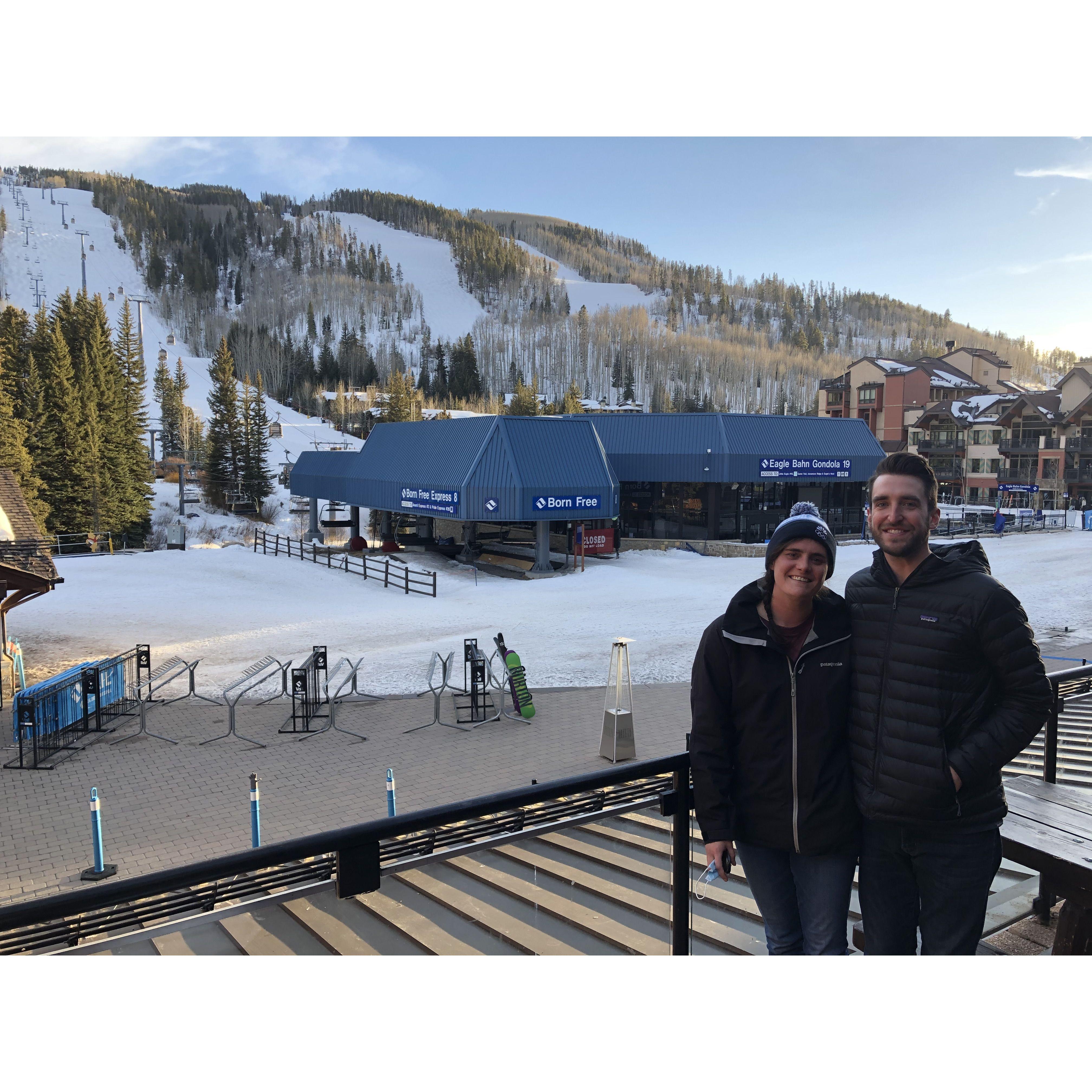 Vail - watching some skiers eat it outside of Los Amigos