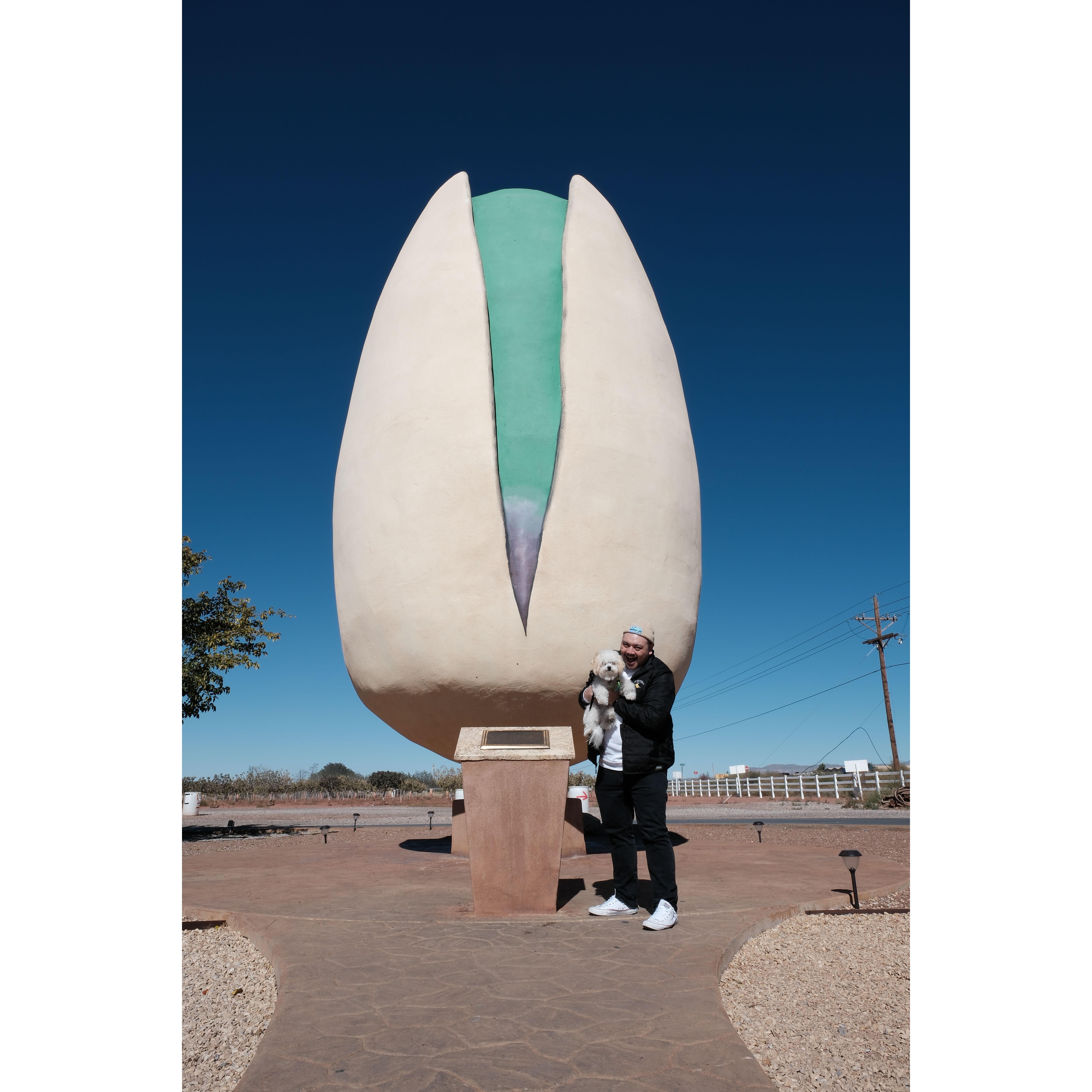With Johnson at the world's largest pistachio!