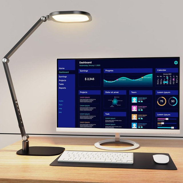 LitONES LED Desk Lamp for Home Office, Eye-Caring Diffused Desk Light, 3 Color Temperature 10 Brightness Computer Light, Dimmable Desk Light with Memory & Timer Func, Metal Swing Arm Table Lamp