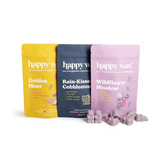 Happy Wax Fresh Spring Day Mix Premium Scented Natural, Non Toxic Soy Wax Melts – 6 Total Oz. of Scented Wax Melts Includes: Wildflower Meadow, Rain-Kissed Cobblestone and Golden Hour