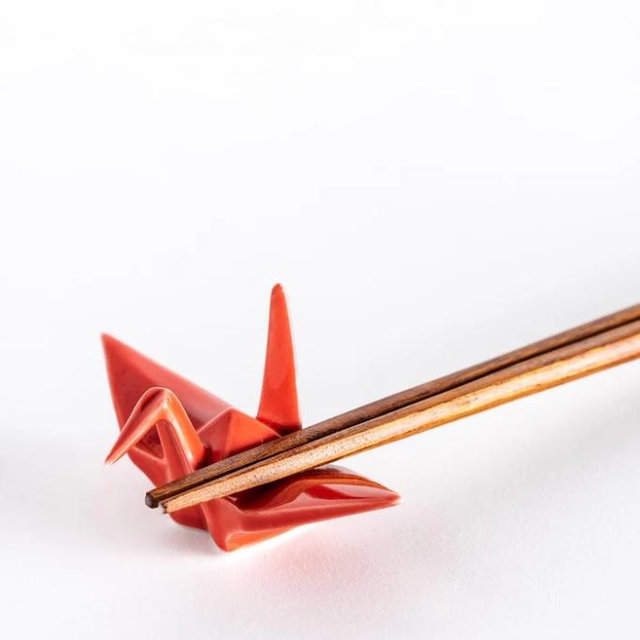 Origami Crane Chopstick Rest in Red