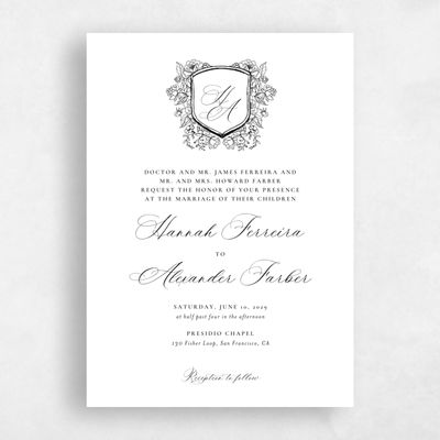 White Wedding Invitation - Bella Portrait