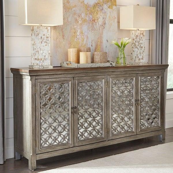 Tracy White Dusty Wax 4-door Accent Cabinet