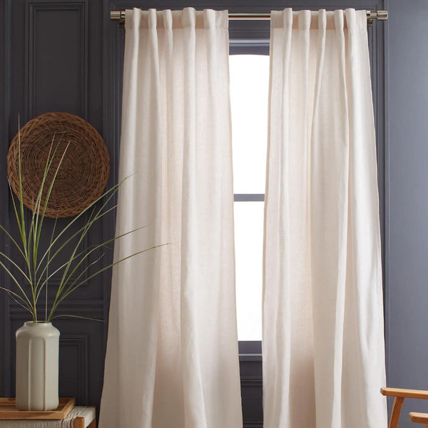 Quince Heavyweight European Linen Curtain - Sand, 48x108