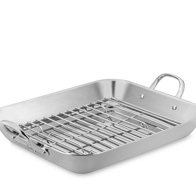 Williams Sonoma Thermo-Clad Stainless-Steel Flared Roasting Pan with Rack, Extra-Large