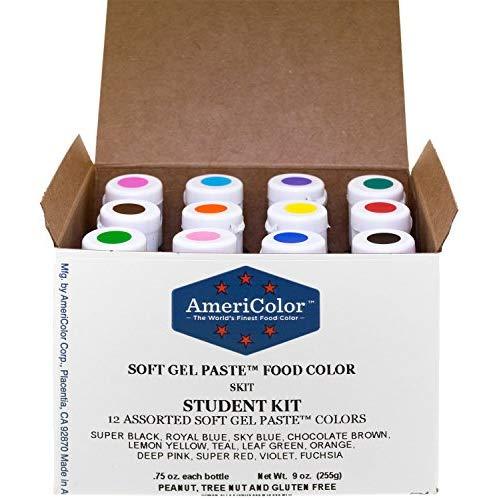 Food Coloring AmeriColor Student Kit, 12 .75 Ounce Bottles Soft Gel Paste Colors