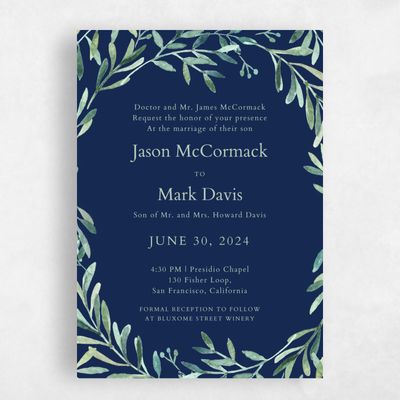Navy, Blue Wedding Invitation - Eastwick Wreath
