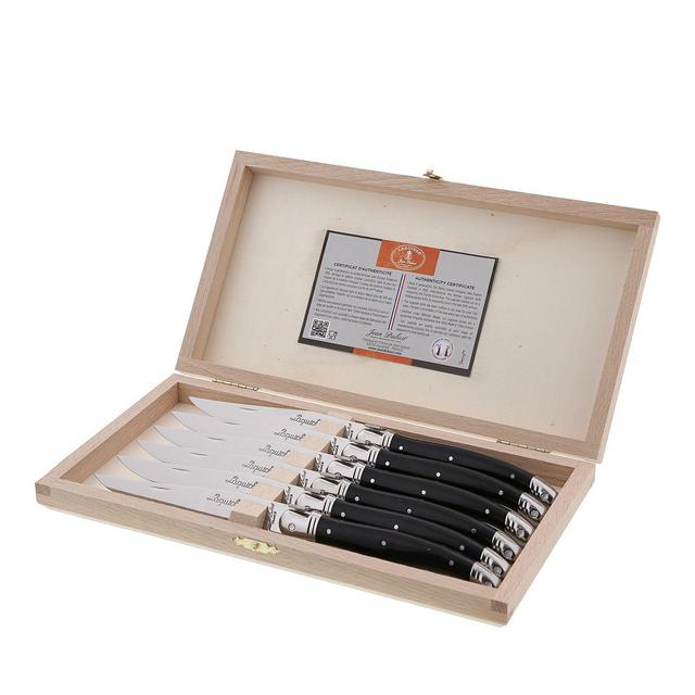 Laguiole Jean Dubost Black Handle Steak Knives, Set of 6