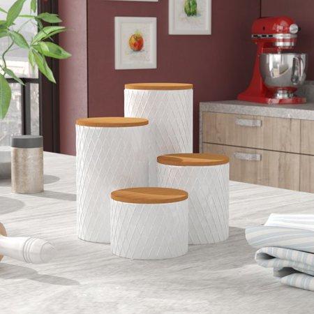 George Oliver Diamond Embossed 4 Piece Kitchen Canister Set