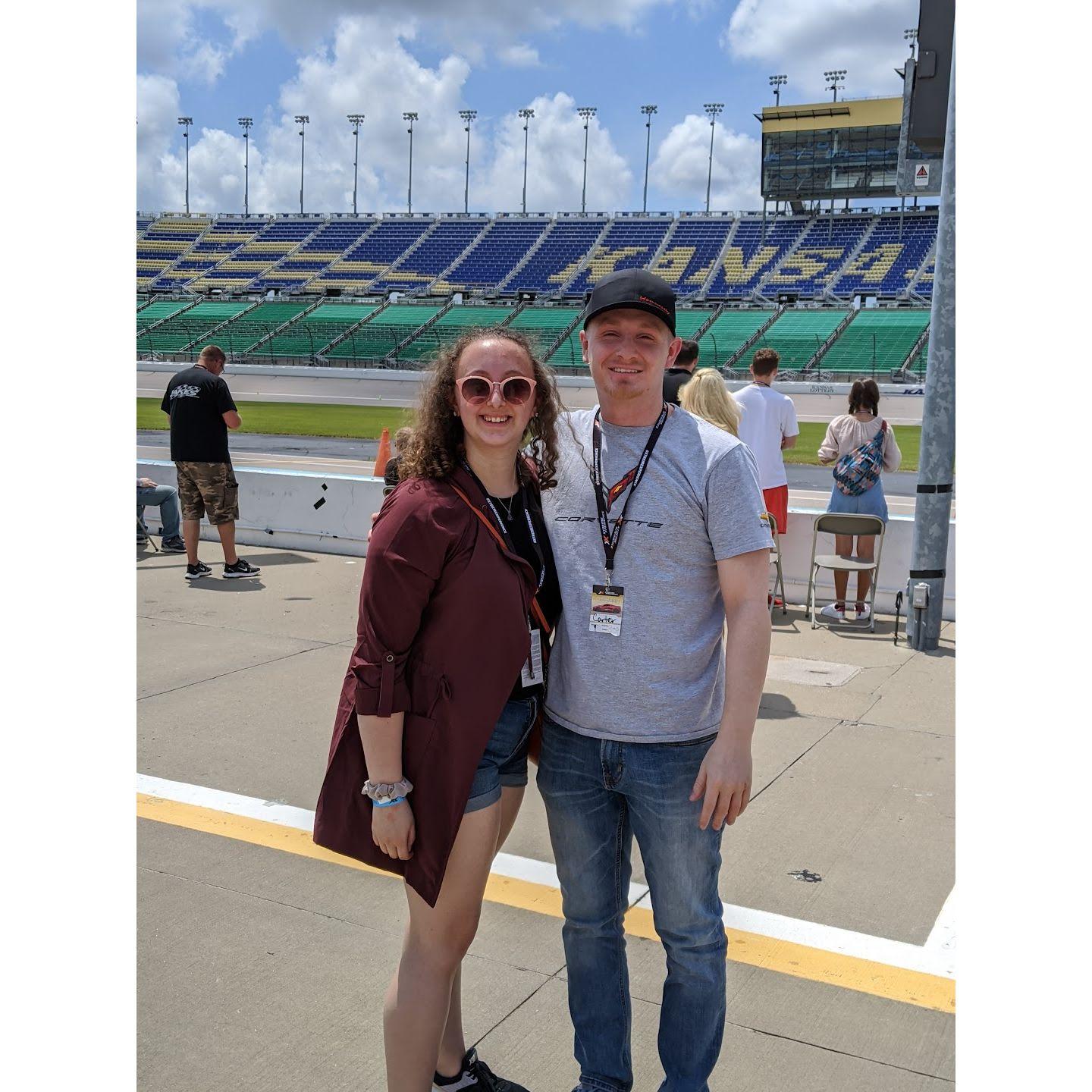 Carter got to drive a Corvette C8 on the Kansas Speedway