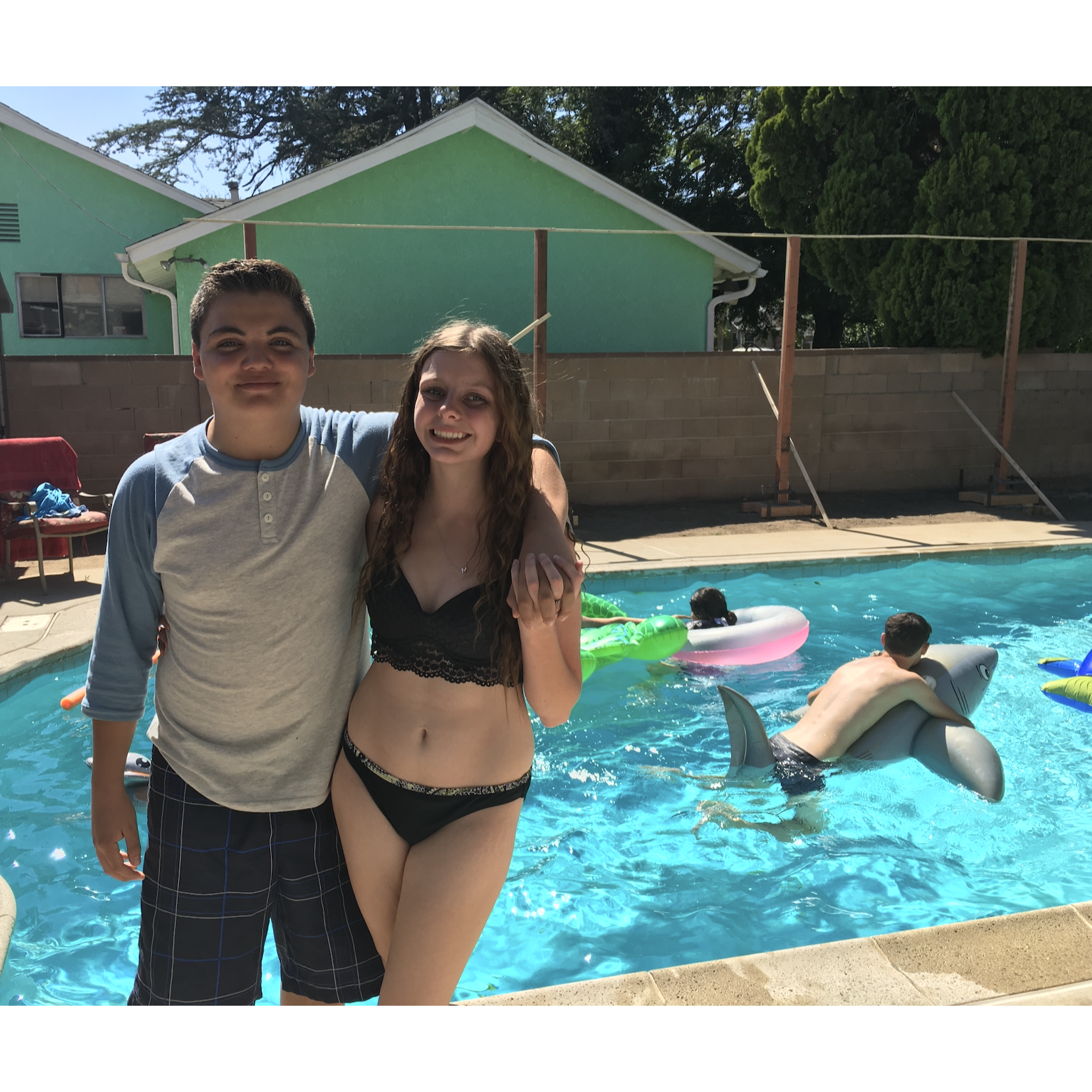 Pool party for Madi's birthday, look at that back yard and how different it is !