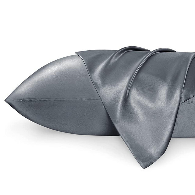 Bedsure King Size Satin Pillowcase Set of 2 - Space Grey Silk Pillow Cases for Hair and Skin 20x36 inches, Satin Pillow Covers 2 Pack with Envelope Closure, Gifts for Women Men
