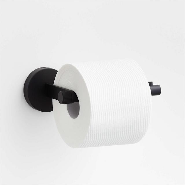 Modern Fluted Matte Black Wall-Mounted Toilet Paper Holder