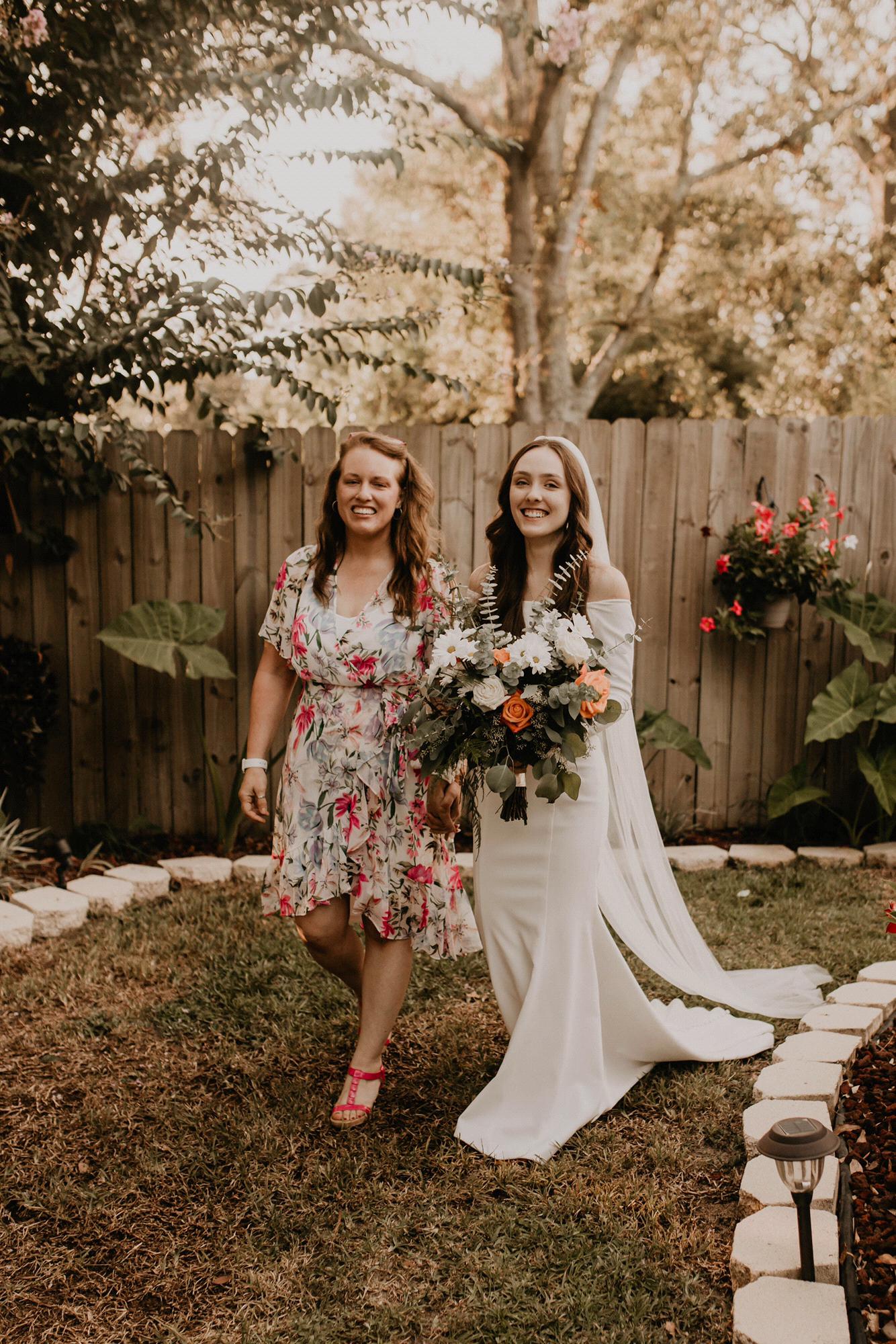Mom walked the bride down the first half of the isle!