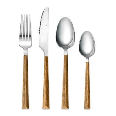 Tomodachi 16pc Stainless Steel Dali Silverware Set Wood
