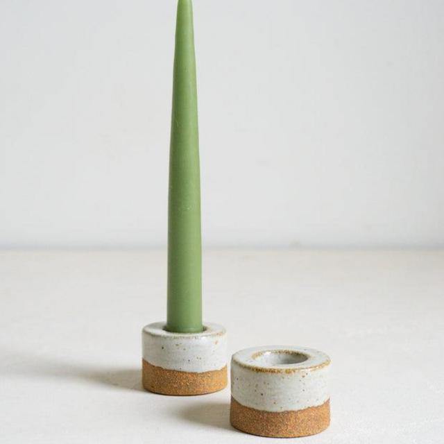 Mani Candle Holder in Sandstone and White