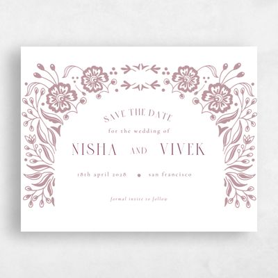 Dusty Rose, Pink Wedding Save the Date - Calliope Landscape