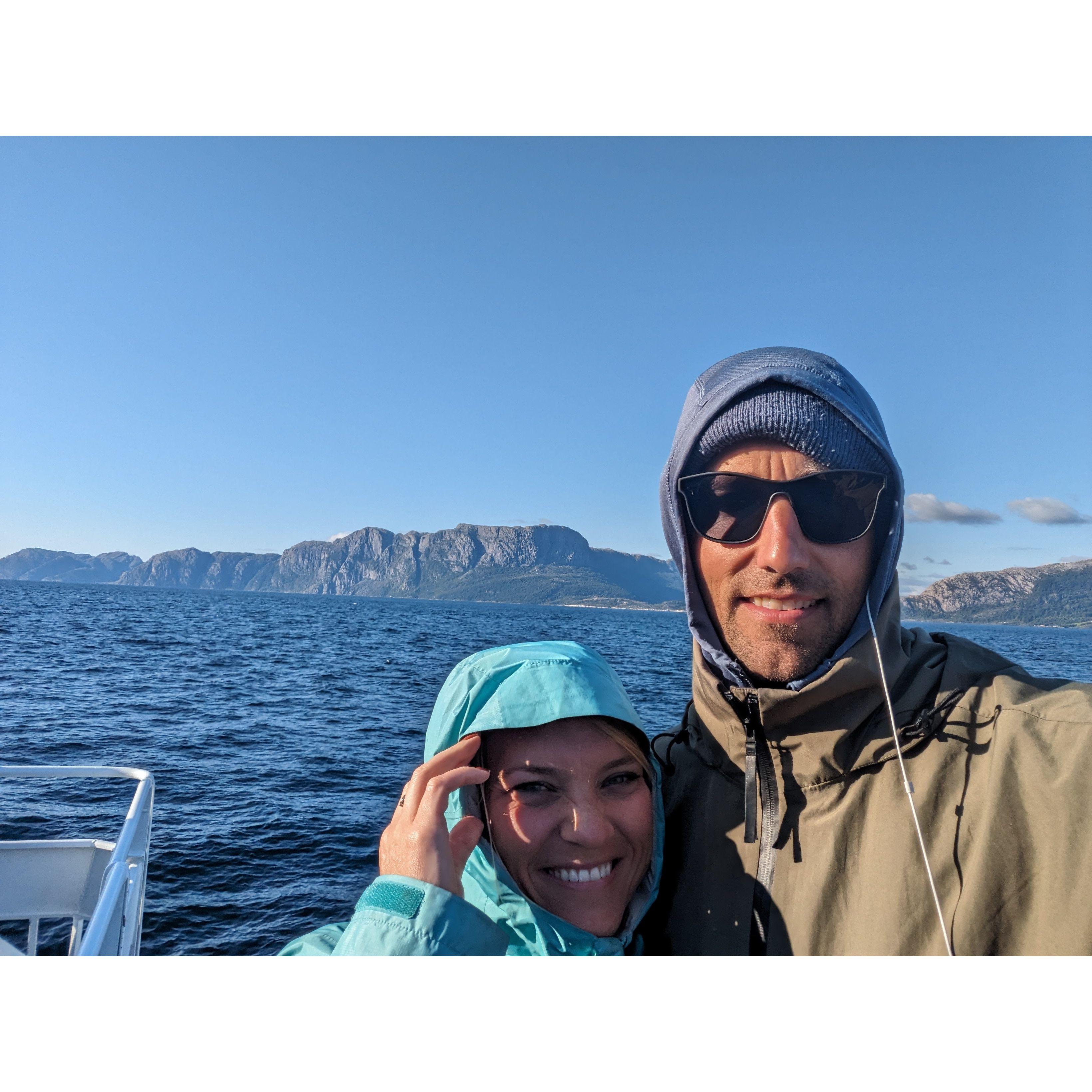 The day of the engagement, on a 5 hour ferry ride through the Norwegian Fjords.