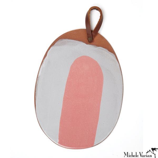 Blot Painted Clay Oval Platter in Pink