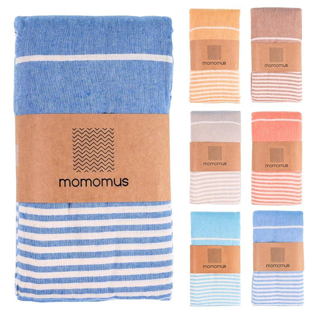 MOMOMUS Extra Large Turkish Beach Towel Style – Made of 100% Cotton for Sand-Free Comfort | Oversized Beach Towel – Sandproof Beach Blanket – Big Beach Mat - Outdoor Picnic (Blue, 83x94 in)