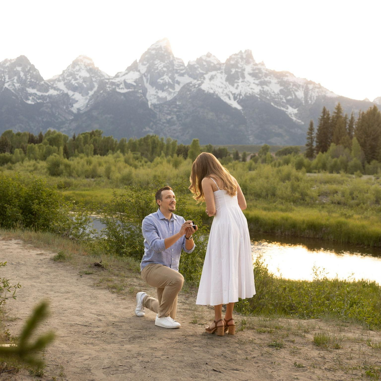 Nick proposed in the Tetons after our first half marathon together. Our photographers were well-hidden, definitely not awkwardly right next to us…