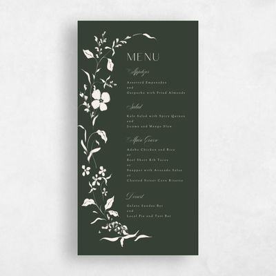Deep Forest, Green Wedding Menu - Lynette