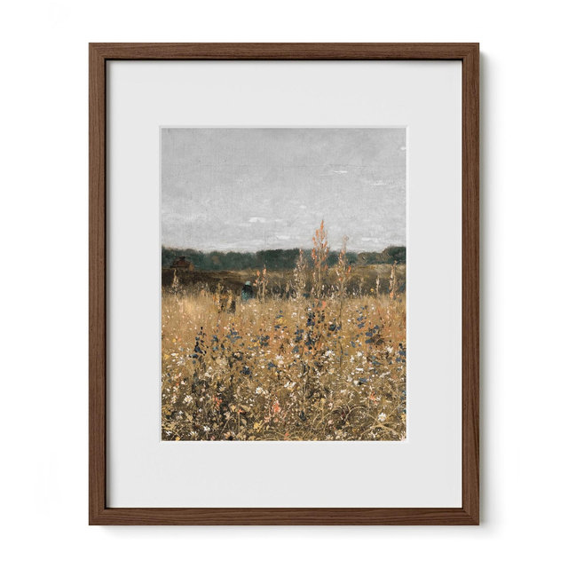 Haus and Hues Framed Vintage Wildflower Wall Art, Walnut 16x20