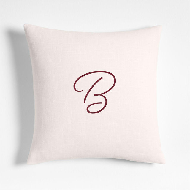 Personalized Organic Cotton Monogrammable 20"x20" Pampas Ivory Throw Pillow Cover