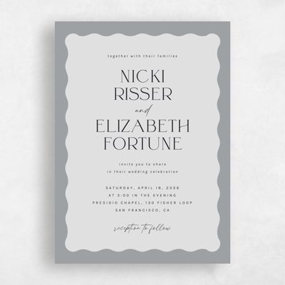 Pewter Gray, Grey Wedding Invitation - Spencer Portrait