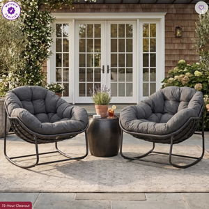 Cini Wicker Outdoor Chair (Set of 2) - Dark Gray