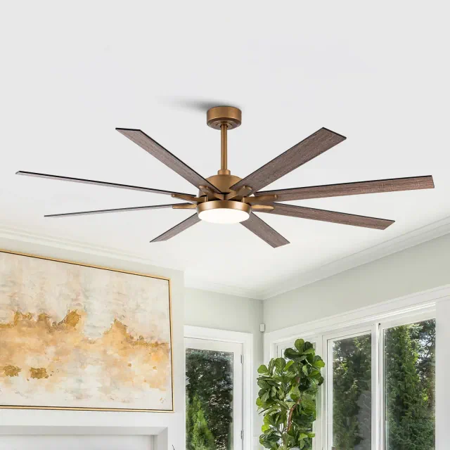Parrot Uncle 65" Modern Gold LED Ceiling Fan Light Windmill Ceiling Fan with Light and Remote