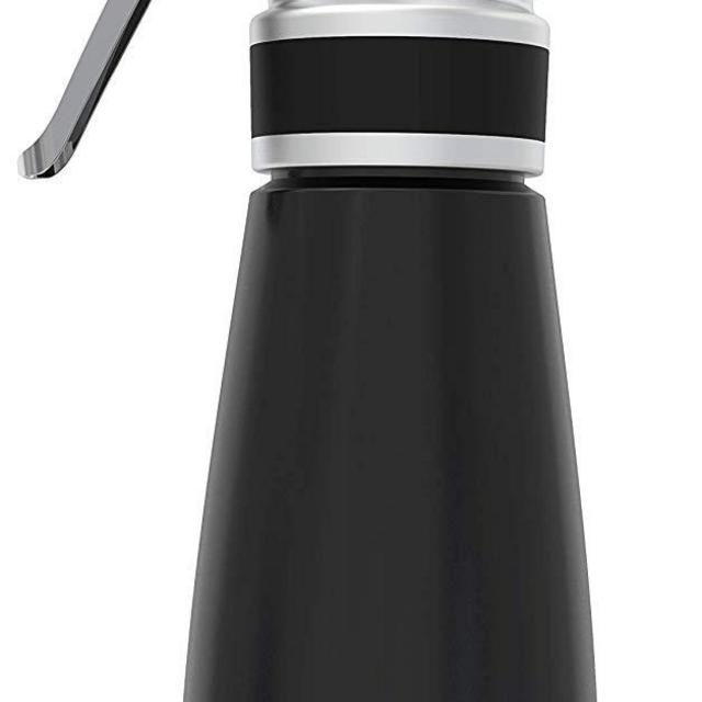 EurKitchen Professional Whipped Cream Dispenser w/Leak-Free Reinforced Aluminum Threads for Max Durability and Safety - 1-Pint Cream Whipper (Black) - Use Standard 8 Gram N2O Chargers (Not Included)