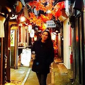 Alison wandering the streets of Tokyo on another trip!