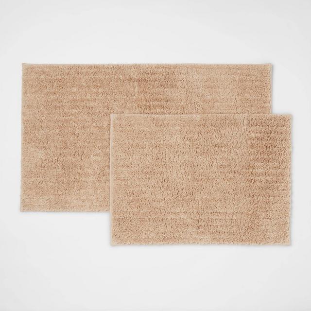 2pk Quick Dry Bath Rug Set Tan - Threshold™
